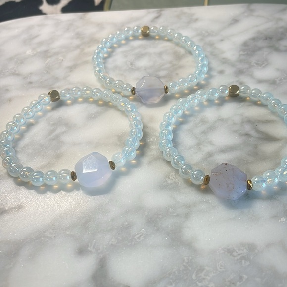 Blue lace agate & Opal Crystal bracelet - Picture 4 of 7